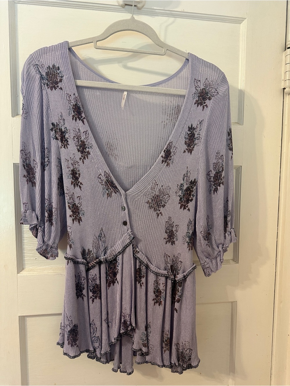 Free People Lavender Ribbed Knit Top